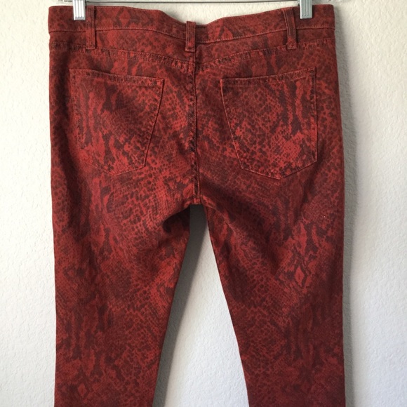 Current/Elliot Red Snakeskin Printed Skinny Jeans - Picture 3 of 7